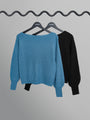Black & Blue Chunky Knit Slash Neck Jumpers (2 Pack)