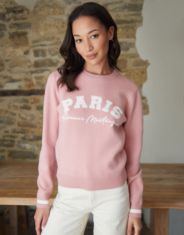 Pink Varsity Knitted Jumper