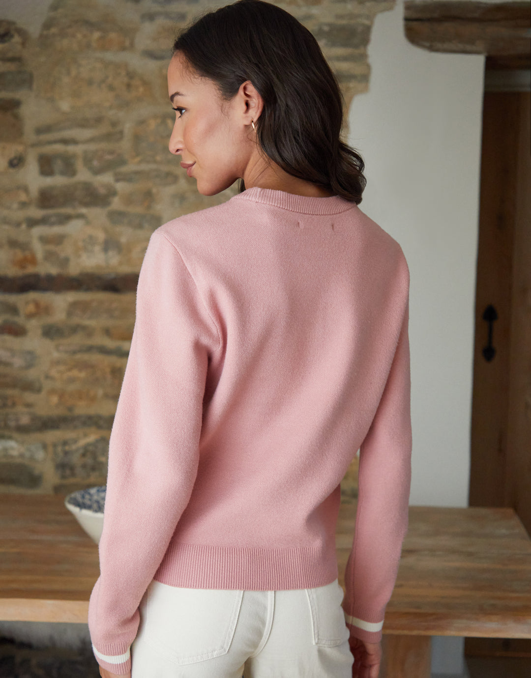 Pink Varsity Knitted Jumper