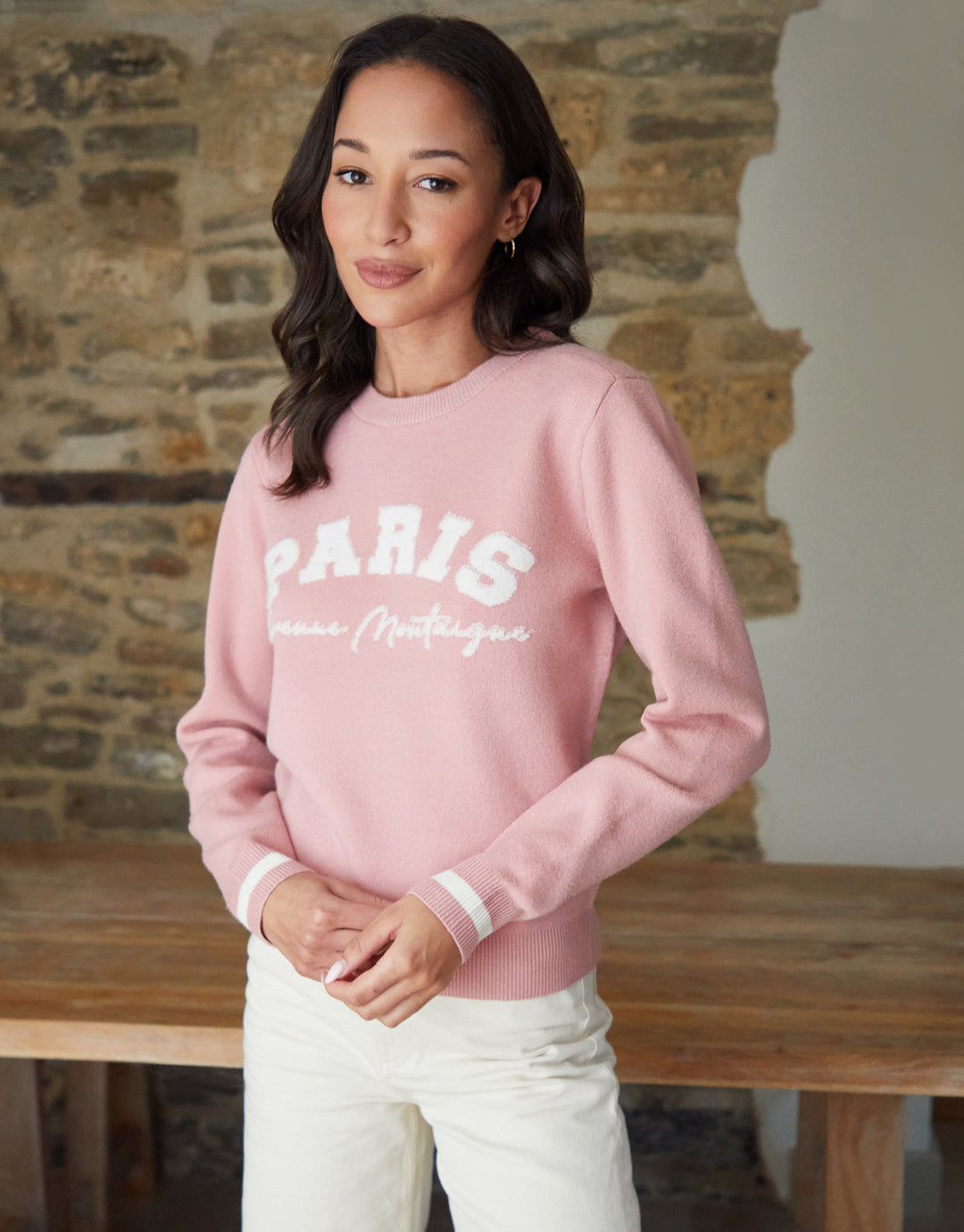 Pink Varsity Knitted Jumper