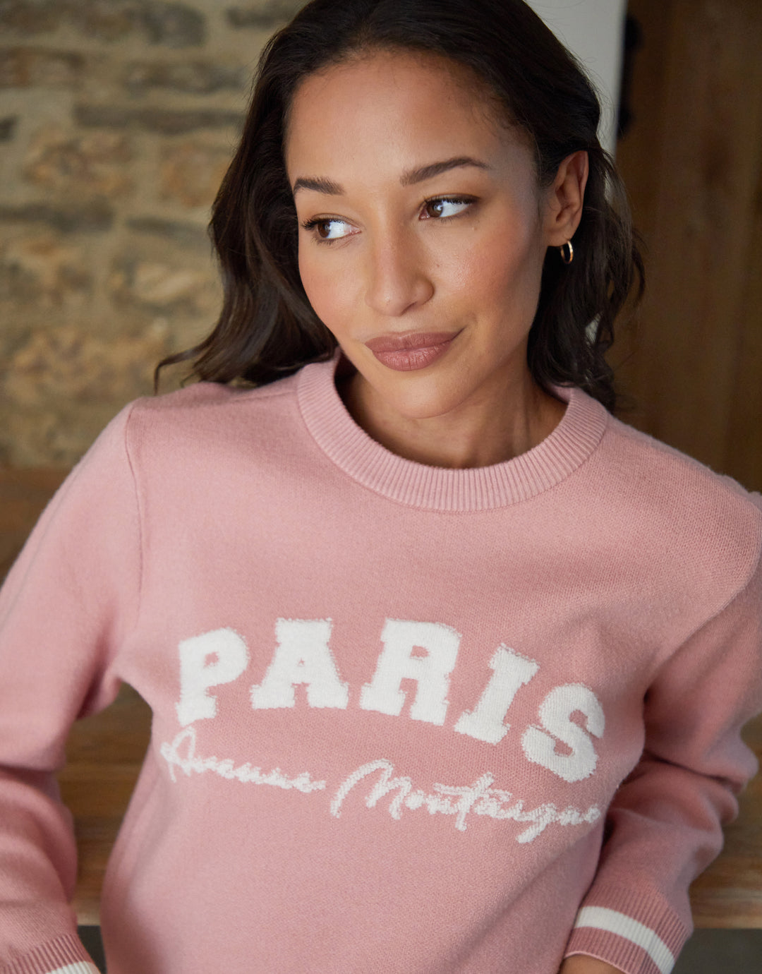 Pink Varsity Knitted Jumper