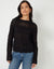 Black Long Sleeve Pointelle Crochet Knit Jumper