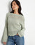 Sage Green Long Sleeve Pointelle Crochet Knit Jumper