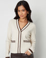 Stone Contrast Edge Knitted Cardigan