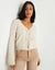 Cream Tie Front V Neck Knitted Cardigan