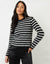 Black & White Stripe Brushed Knitted Jumper