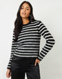 Black & White Stripe Brushed Knitted Jumper