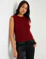 Chunky Knitted Vest in Burgundy