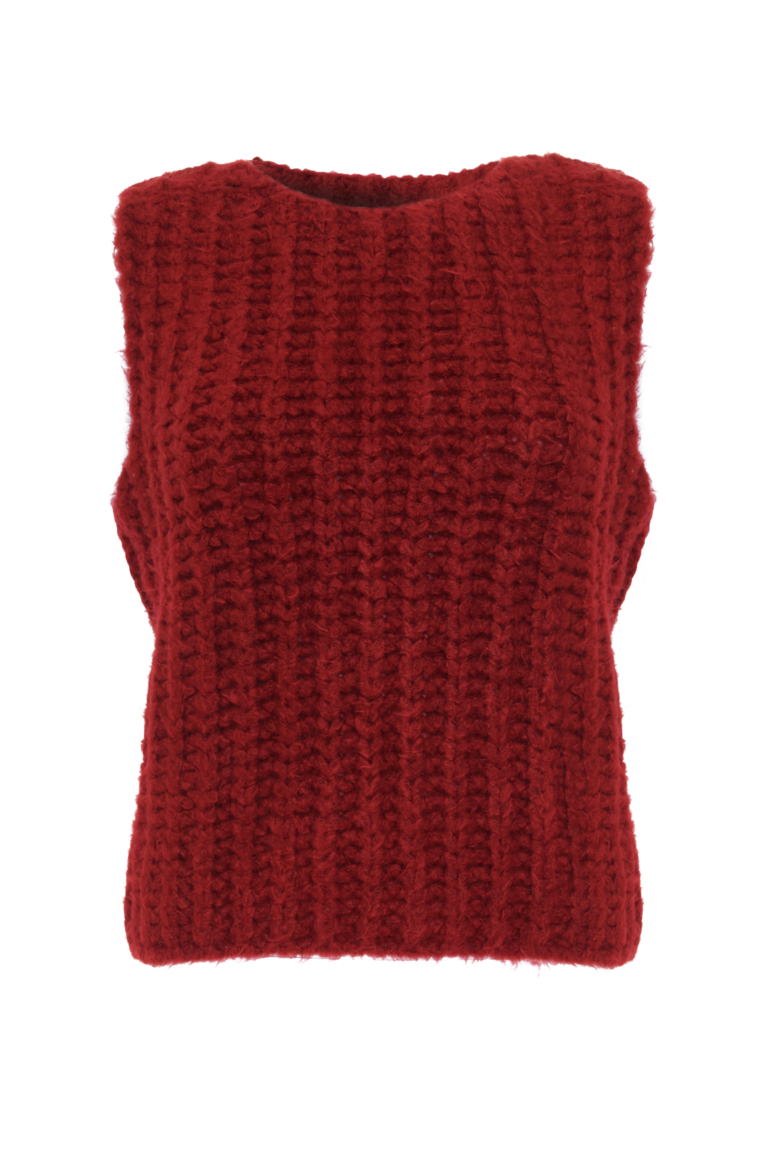 Chunky Knitted Vest in Burgundy