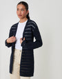 Threadbare Pointelle Knit Longline Cardigan in Navy - front view