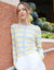 Yellow Stripe Wool Blend Pointelle Knit Cardigan