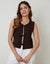 Chocolate Brown Tie Front Knitted Vest