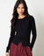 Black Crew Neck Compact Knitted Cardigan