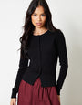 Black Crew Neck Compact Knitted Cardigan