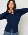 Navy Crew Neck Compact Knitted Cardigan