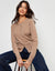 Beige Crew Neck Compact Knitted Cardigan