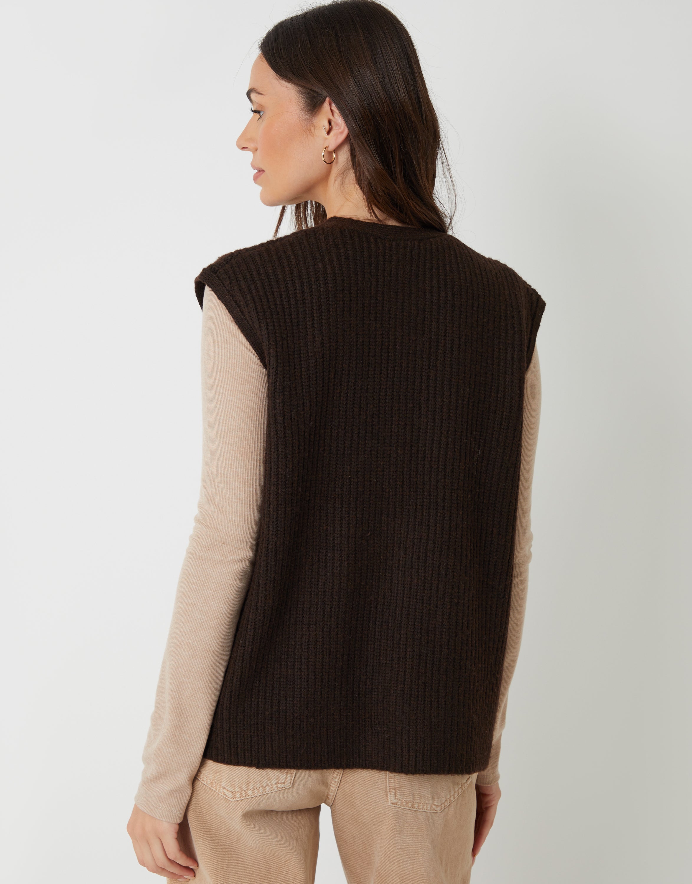 Threadbare Women's Chocolate Brown Toggle Detail Chunky Knit
