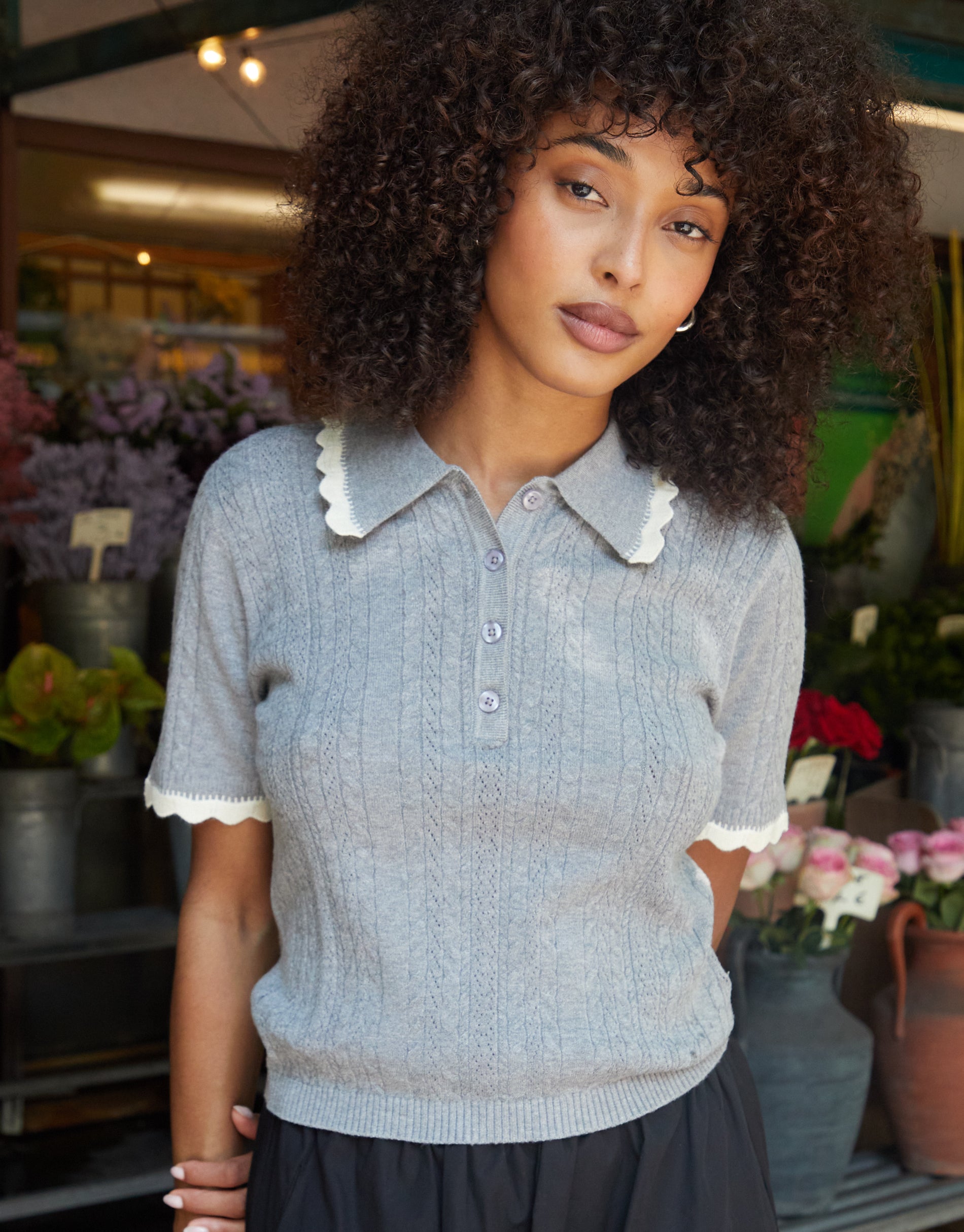 トップス melt the lady collared knit tops UK_AW24_TK_NANCY_BLACKCREAM_VI
