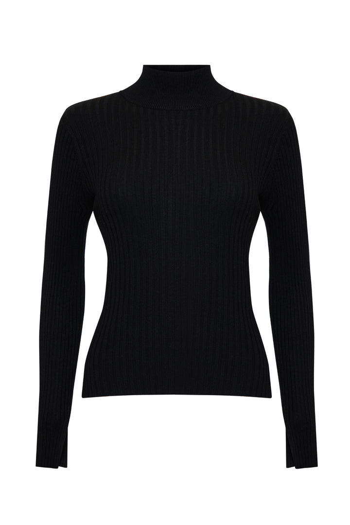 Black & Ecru Ribbed Knit High Neck Jumpers (2 Pack)