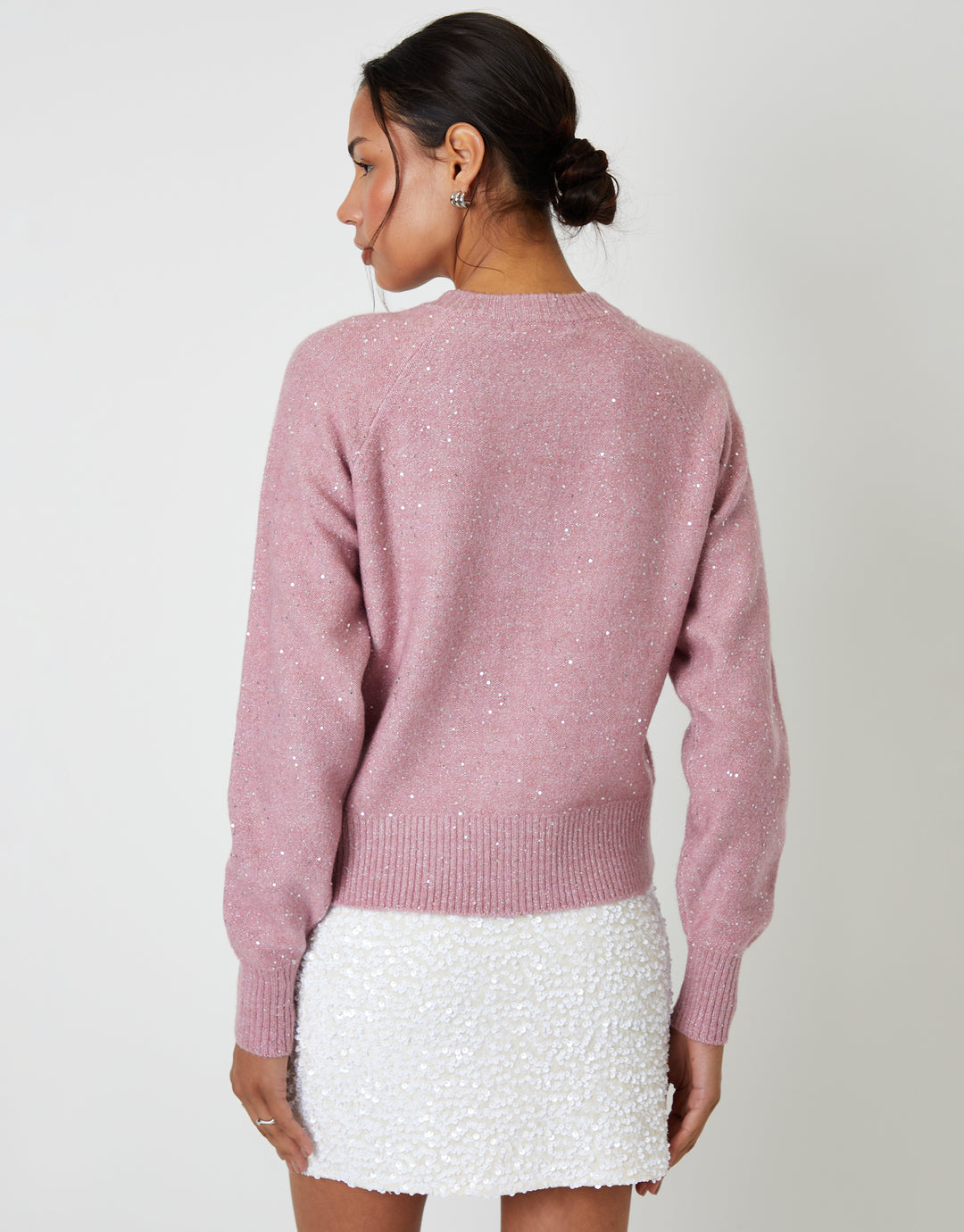 Pink Knitted Sequin Cardigan