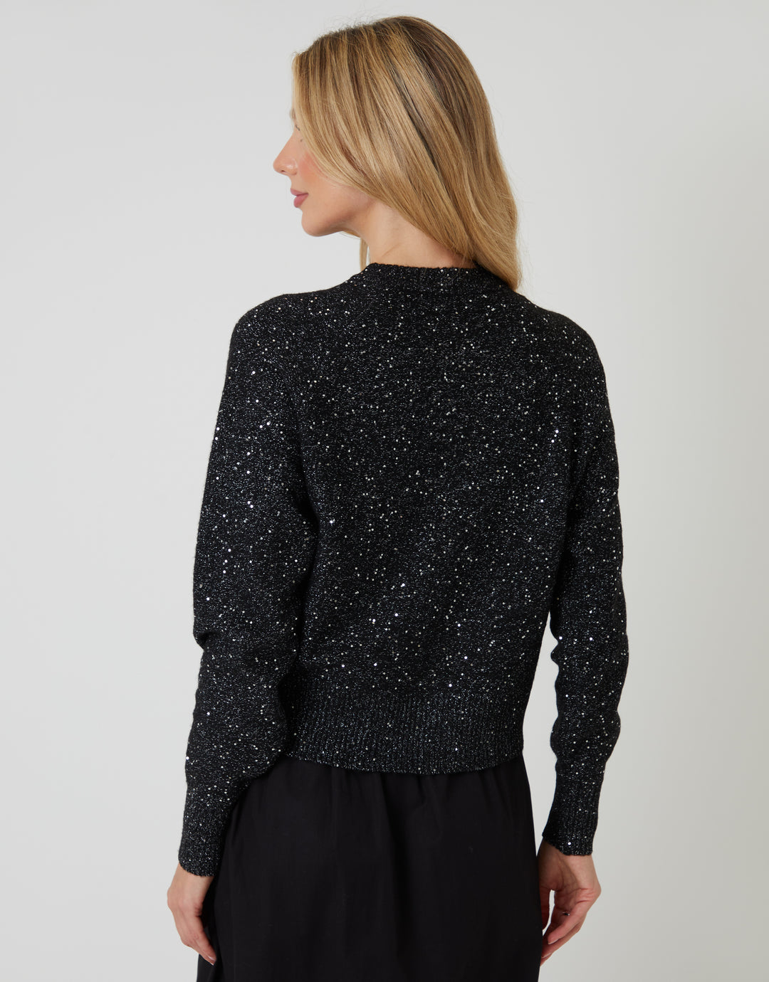 Black Knitted Sequin Cardigan