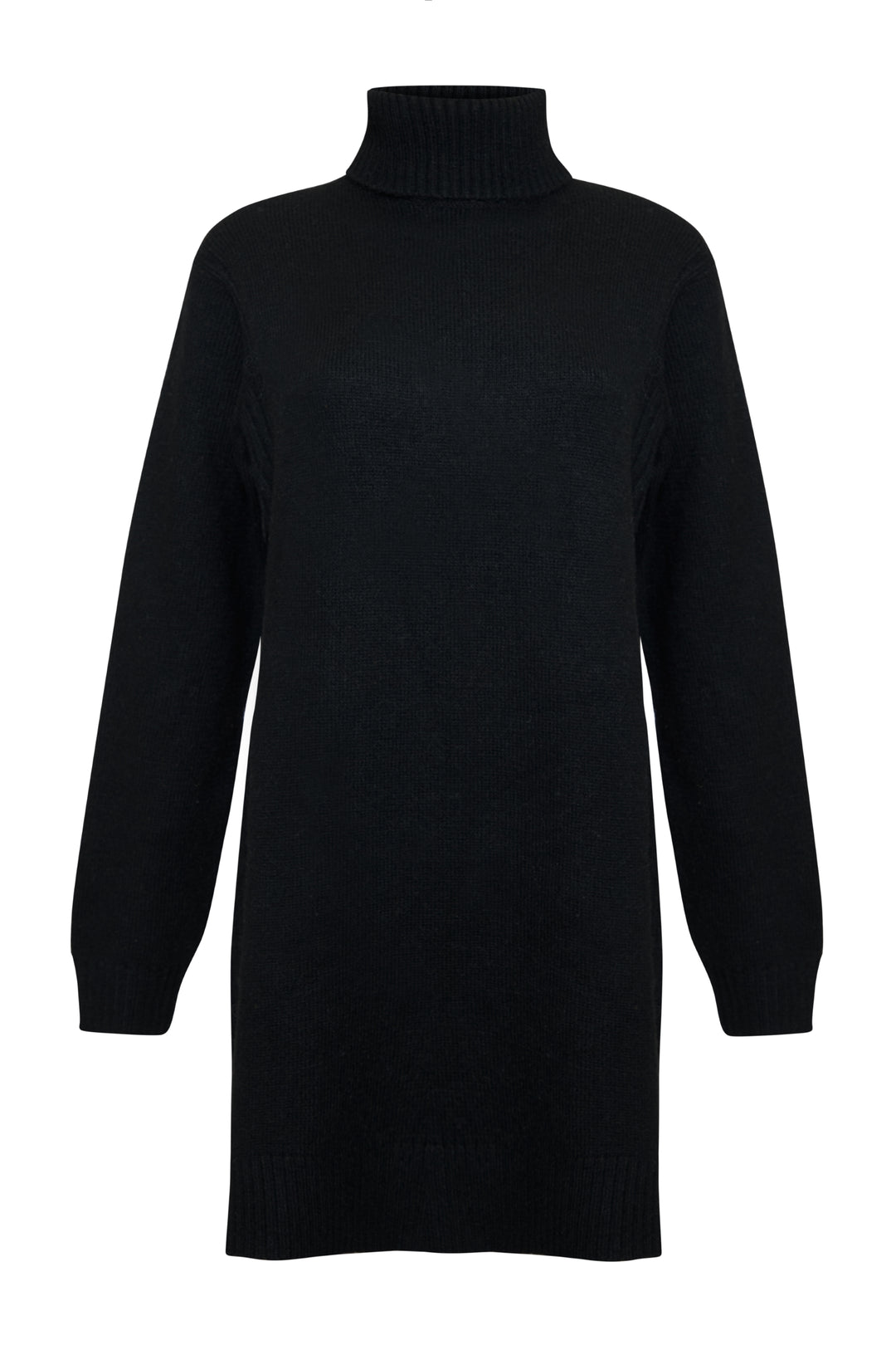 Black Roll Neck Knitted Mini Dress