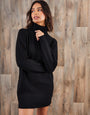 Black Roll Neck Knitted Mini Dress