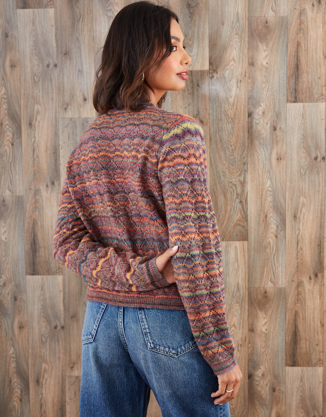 Brown Space Dye Knitted Cardigan