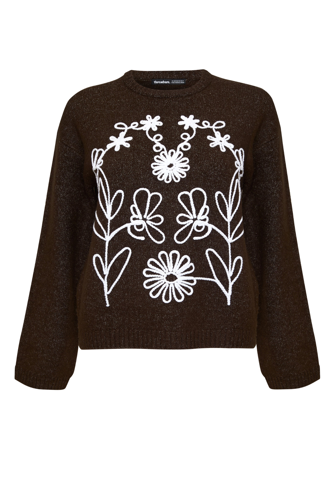 Chocolate Brown Cornelli Embellished Knitted Jumper