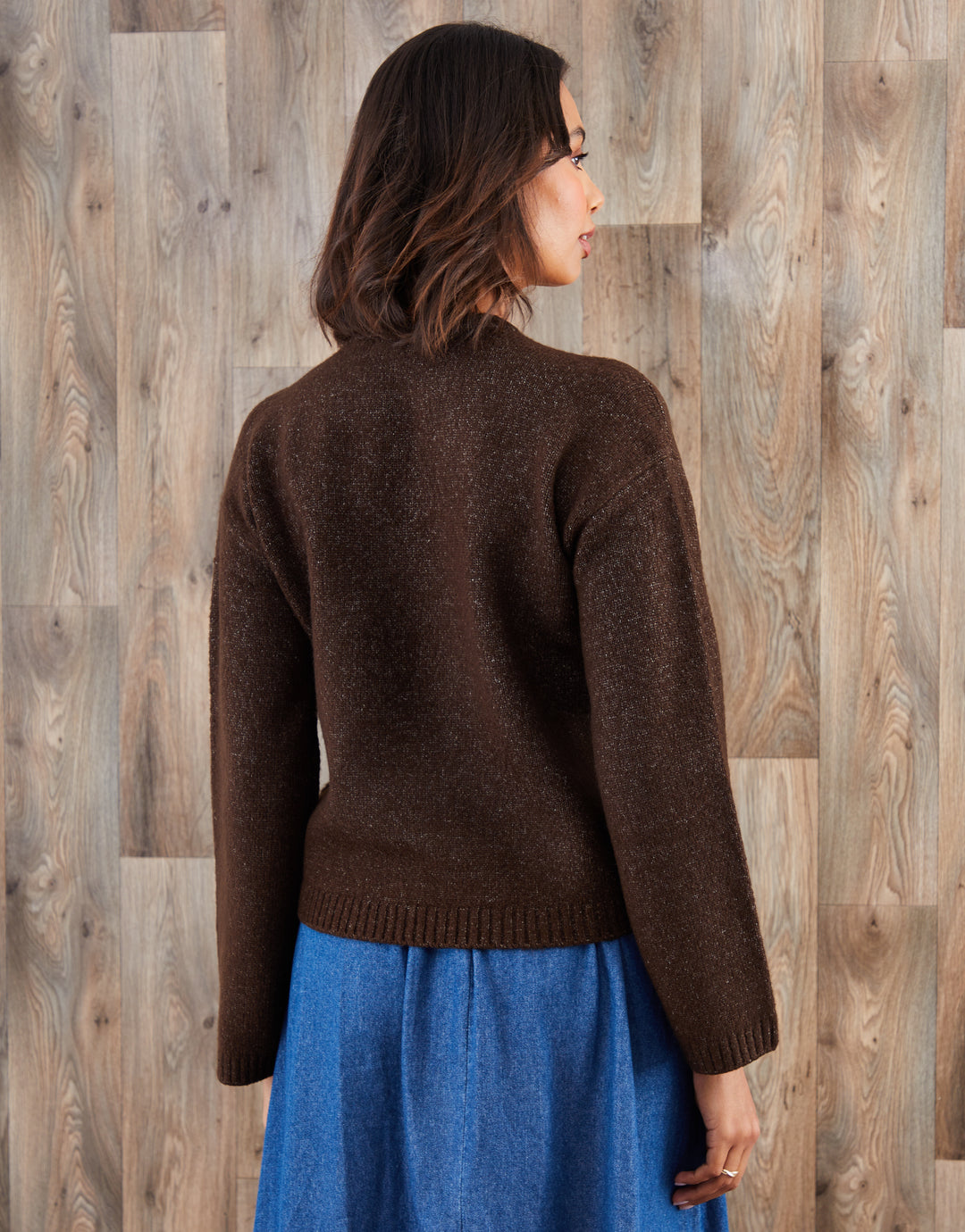Chocolate Brown Cornelli Embellished Knitted Jumper