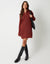 Quarter Zip Brushed Knit Mini Dress in Rust Orange