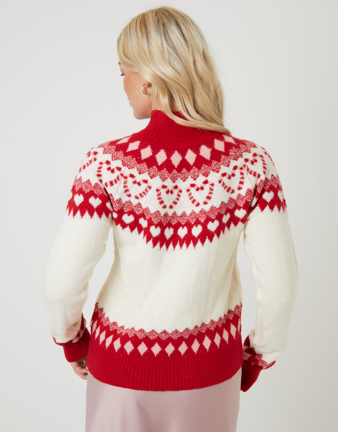 Ecru Love Heart Fairisle Knitted Jumper