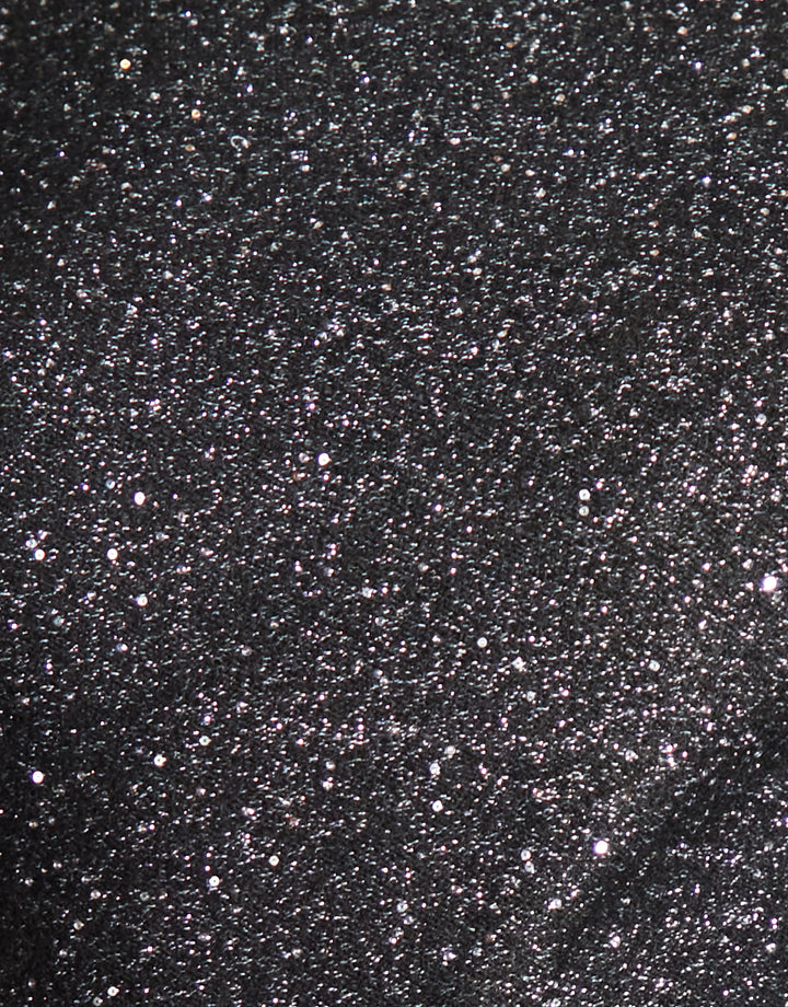 Black Knitted Sequin Slash Neck Mini Dress