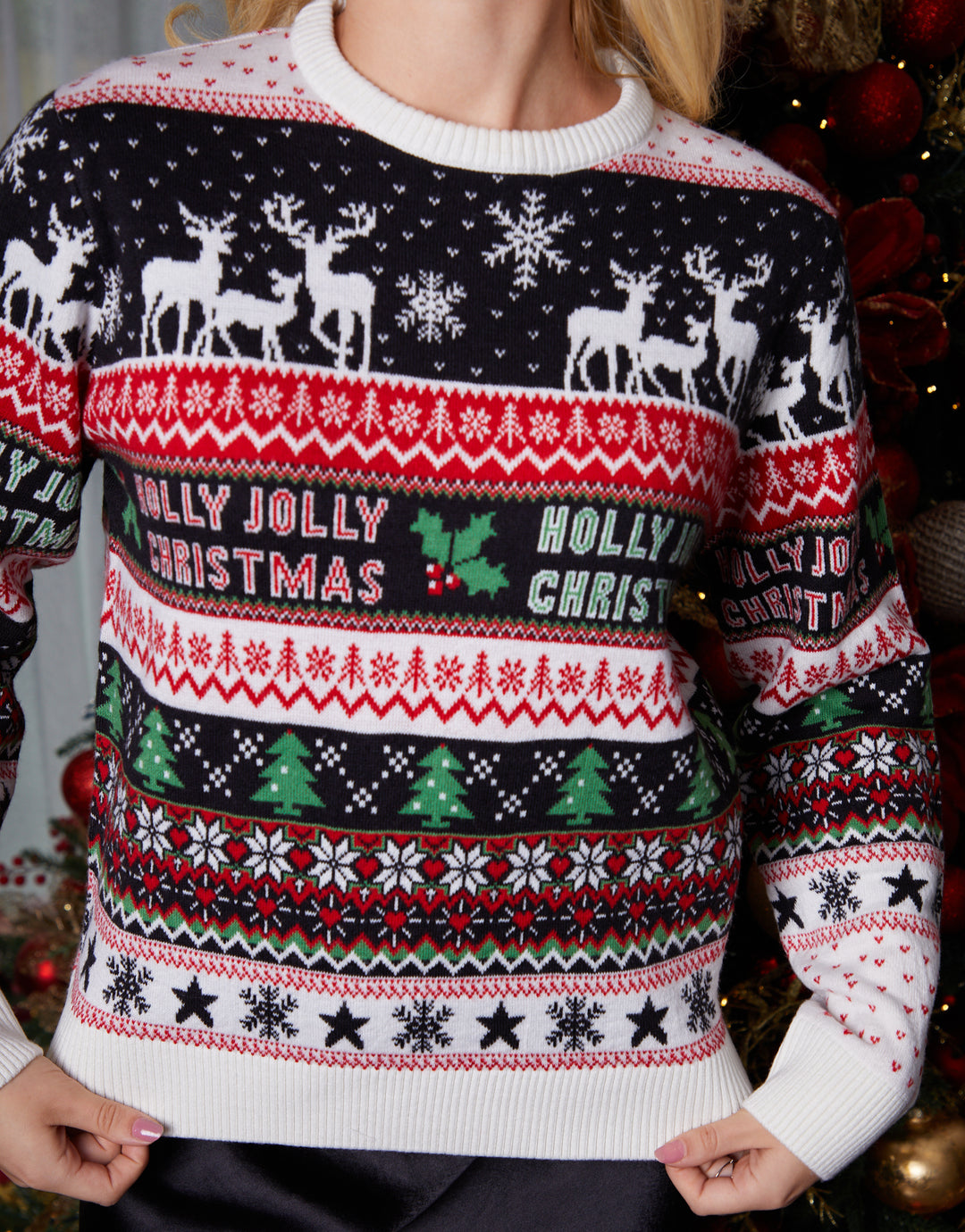 Black Christmas Fairisle Knitted Jumper