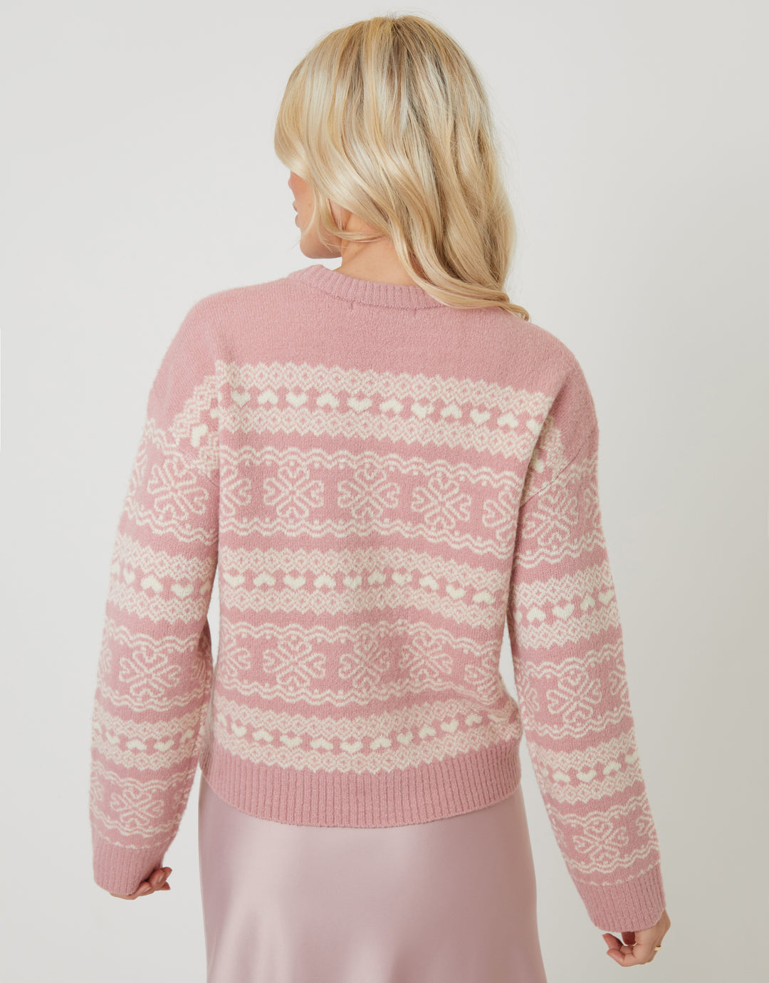 Pink Fairisle Jacquard Knit Jumper