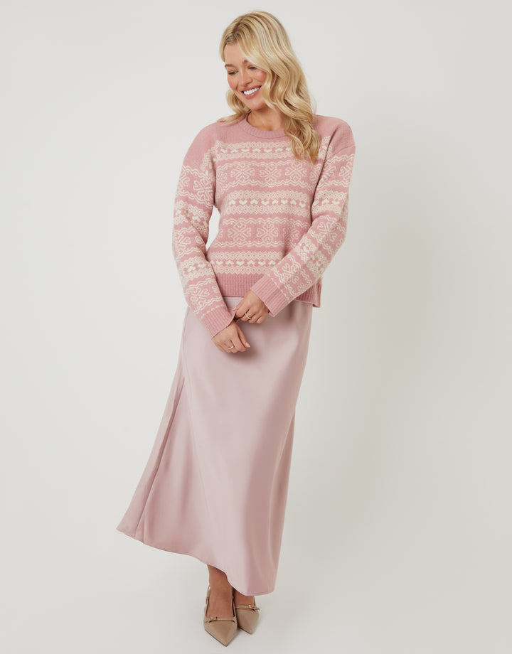 Pink Fairisle Jacquard Knit Jumper