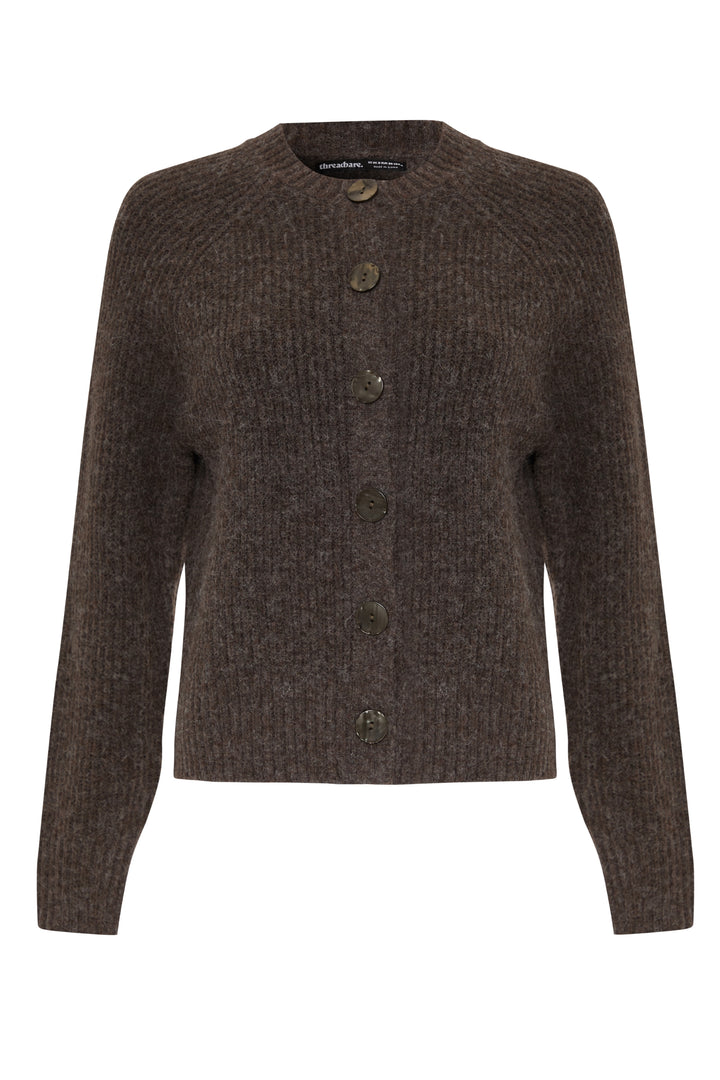 Chocolate Brown Chunky Knit Button Up Cardigan