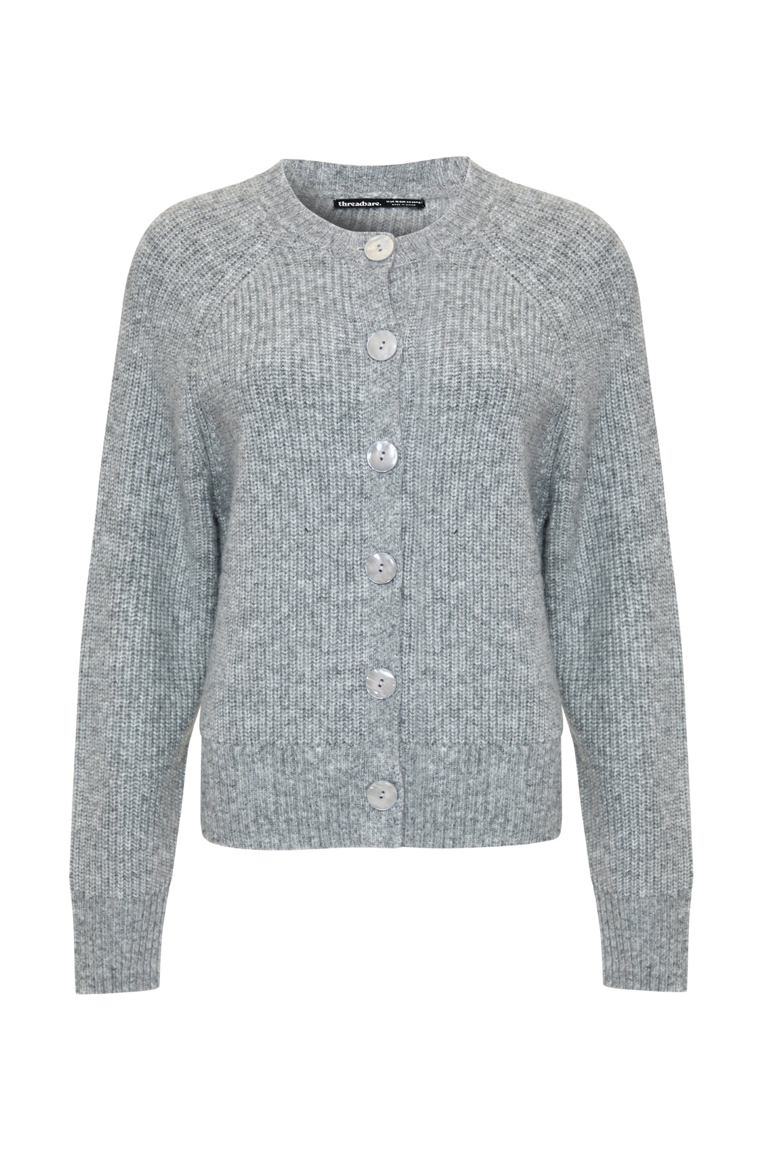 Grey Chunky Knit Button Up Cardigan