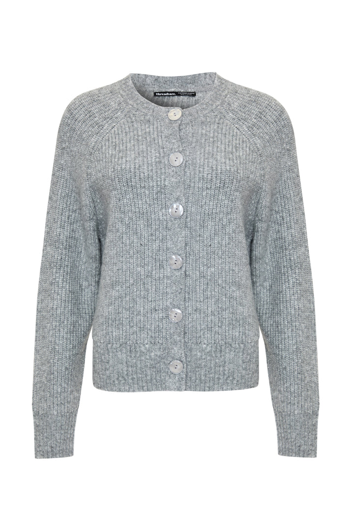 Grey Chunky Knit Button Up Cardigan