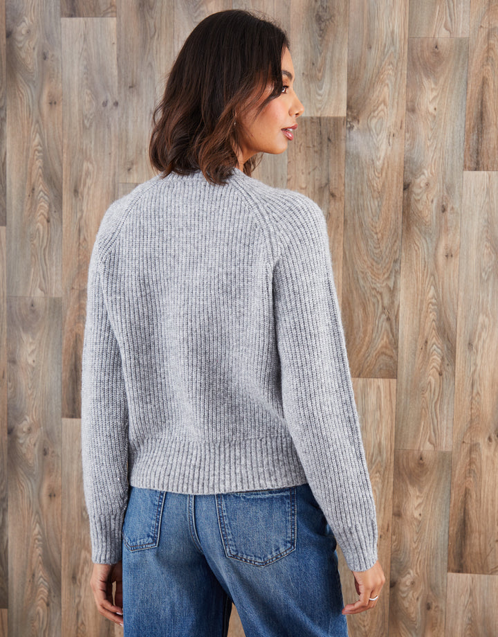 Grey Chunky Knit Button Up Cardigan