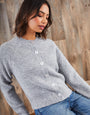 Grey Chunky Knit Button Up Cardigan