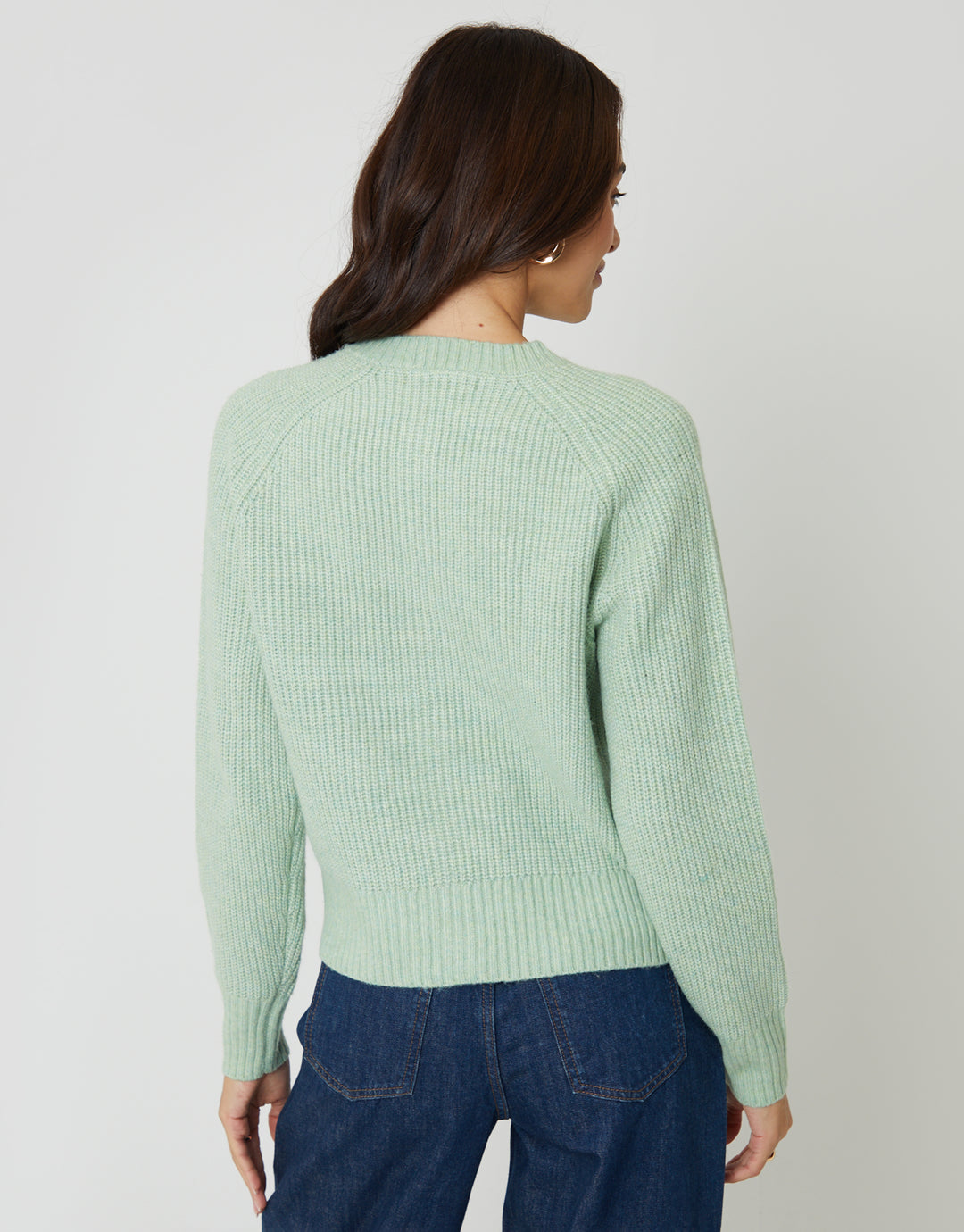 Green Chunky Knit Button Up Cardigan