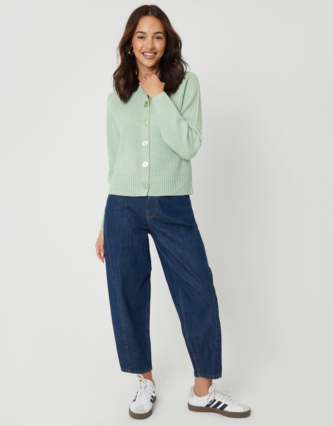 Green Chunky Knit Button Up Cardigan