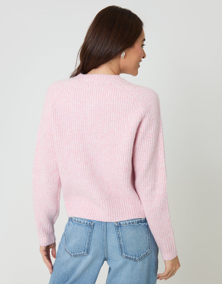 Pink Chunky Knit Button Up Cardigan