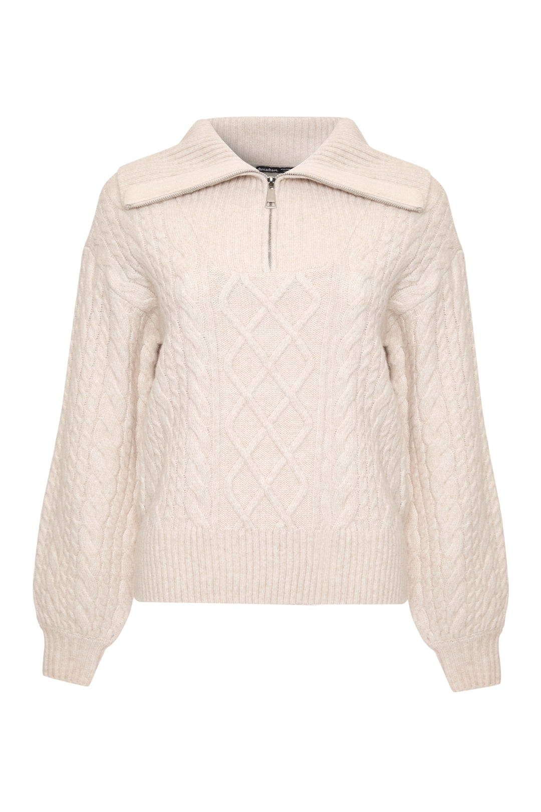 Ecru Cable Knit Quarter Zip Jumper