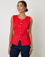 Red Ribbed Knitted Waistcoat