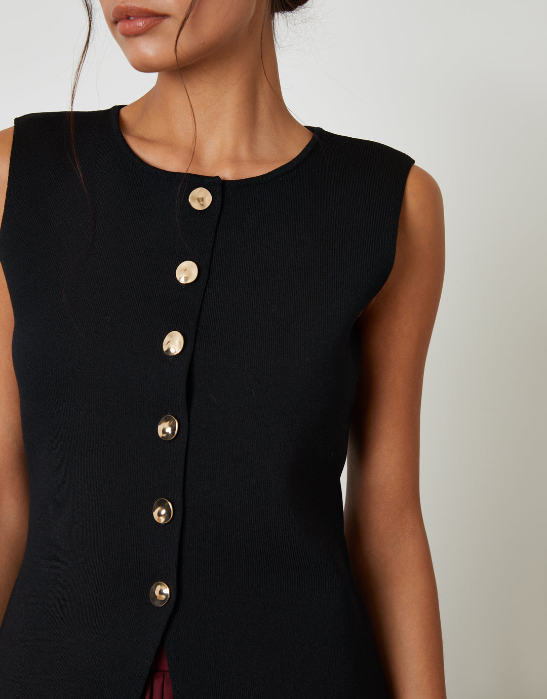 Black Ribbed Knitted Waistcoat
