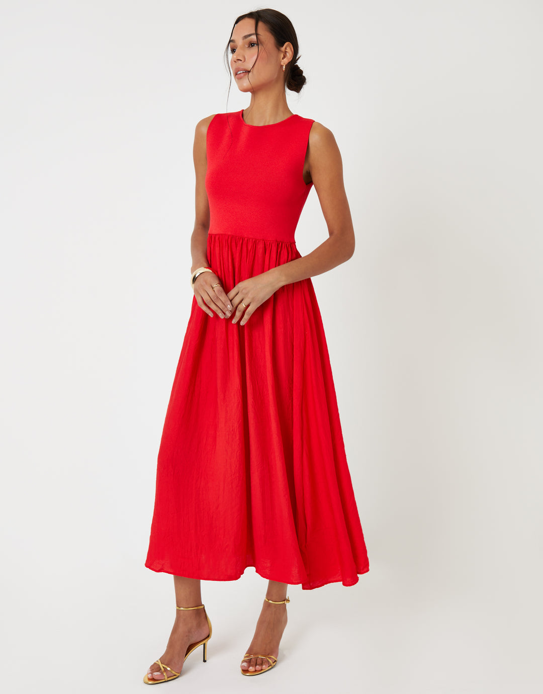 Threadbare Women's Red 2-in-1 Sleeveless Knitted Vest Maxi Dress Threadbare Women's Red 2-in-1 Sleeveless Knitted Vest Maxi Dress