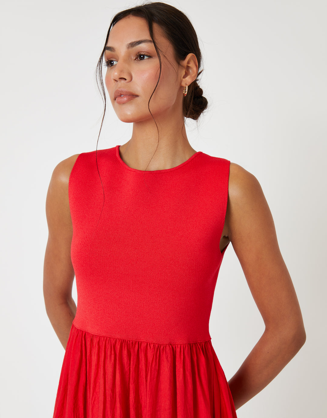 Threadbare Women's Red 2-in-1 Sleeveless Knitted Vest Maxi Dress Threadbare Women's Red 2-in-1 Sleeveless Knitted Vest Maxi Dress