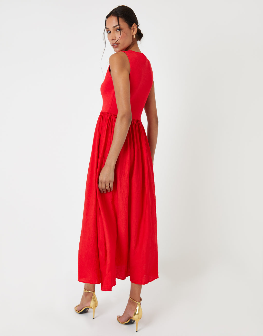 Threadbare Women's Red 2-in-1 Sleeveless Knitted Vest Maxi Dress Threadbare Women's Red 2-in-1 Sleeveless Knitted Vest Maxi Dress